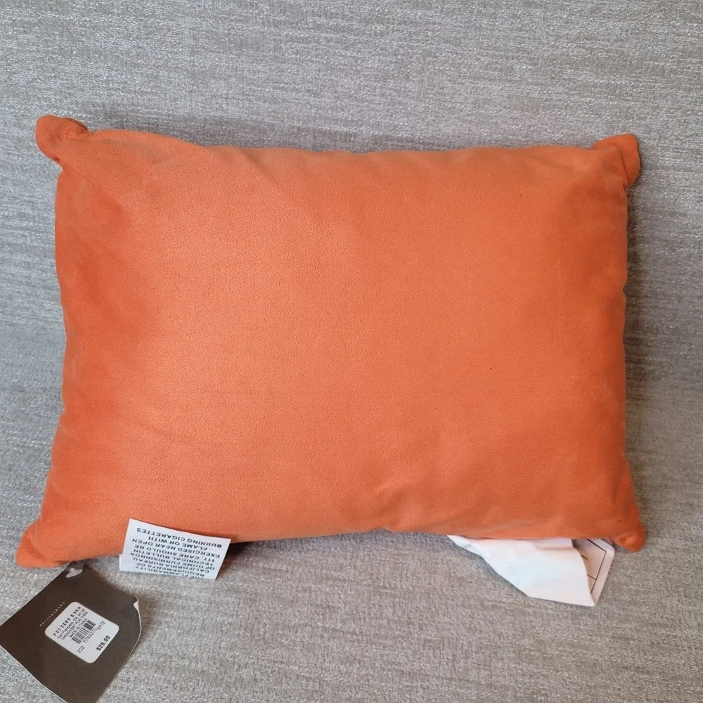 Pottery Barn GIVE THANKS Orange Lumbar Throw Pillows‎ Fall Autumn 12x16 w TAGS